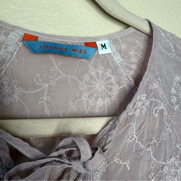 Johnny Was Purple Tie Front Relaxed Blouse size medium - Picture 3 of 3
